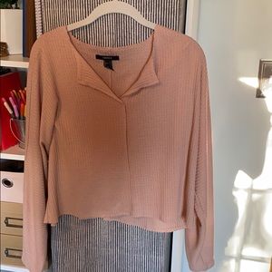 waffled long sleeve top